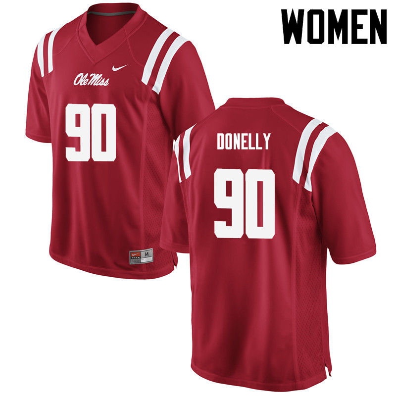 Ross Donelly Ole Miss Rebels NCAA Women's Red #90 Stitched Limited College Football Jersey MKP3558WF